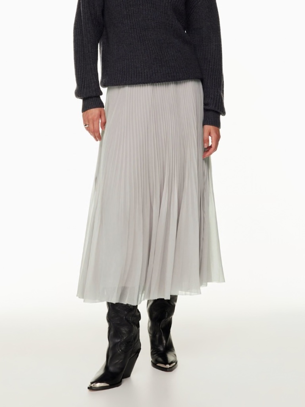 Aritzia Twirl Midi Skirt in morado grey